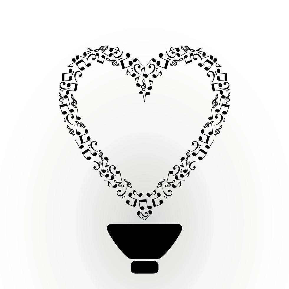 Heart collected from musical notes vector