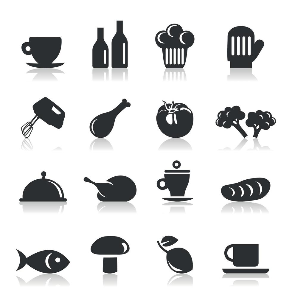 Set of icons of food. A vector illustration