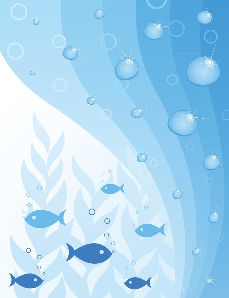 Blue sea background with fishes. A vector illustration