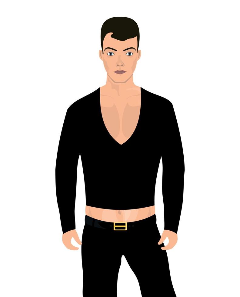 The man in a black vest and black trousers vector