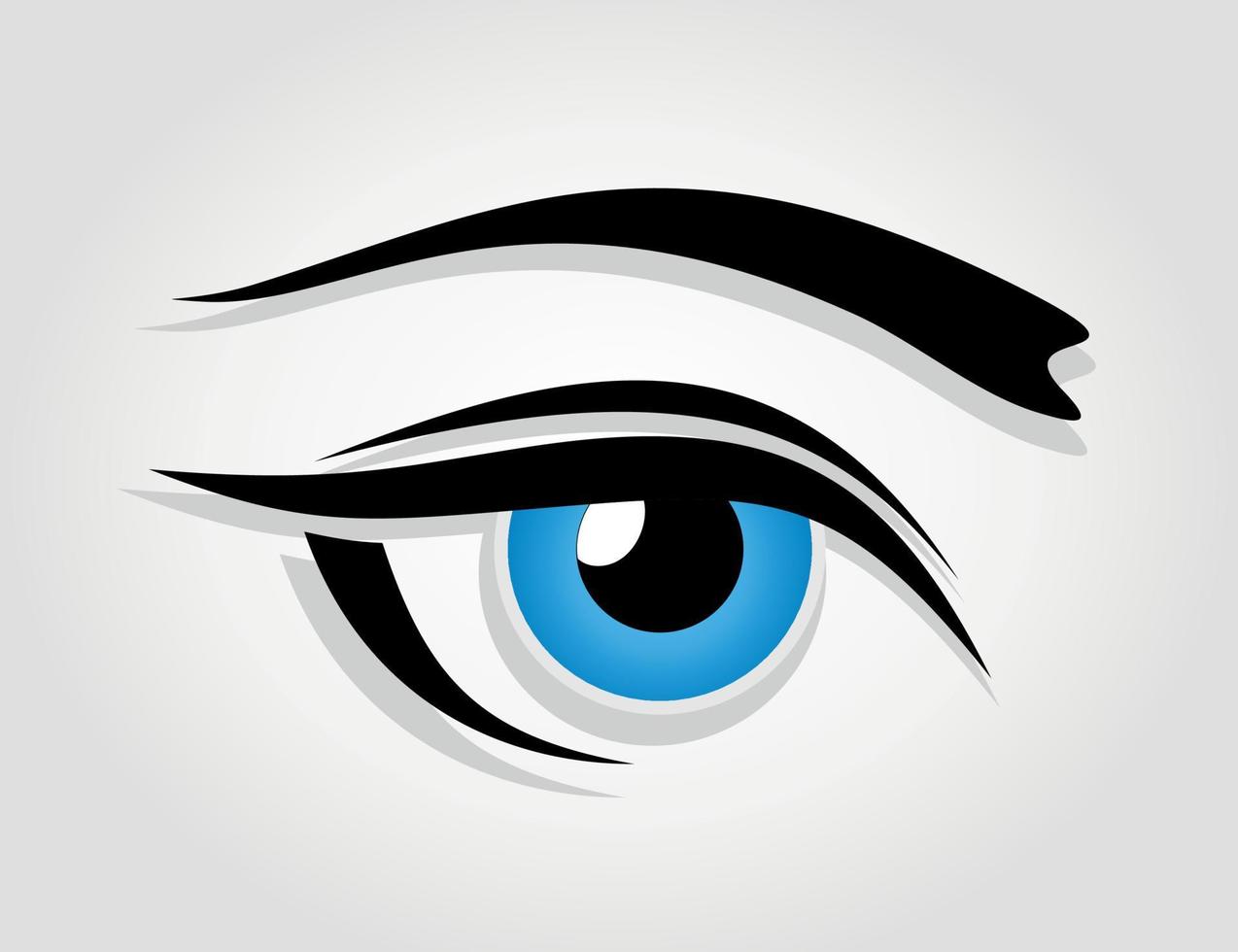 The blue eye looks upwards. A vector illustration