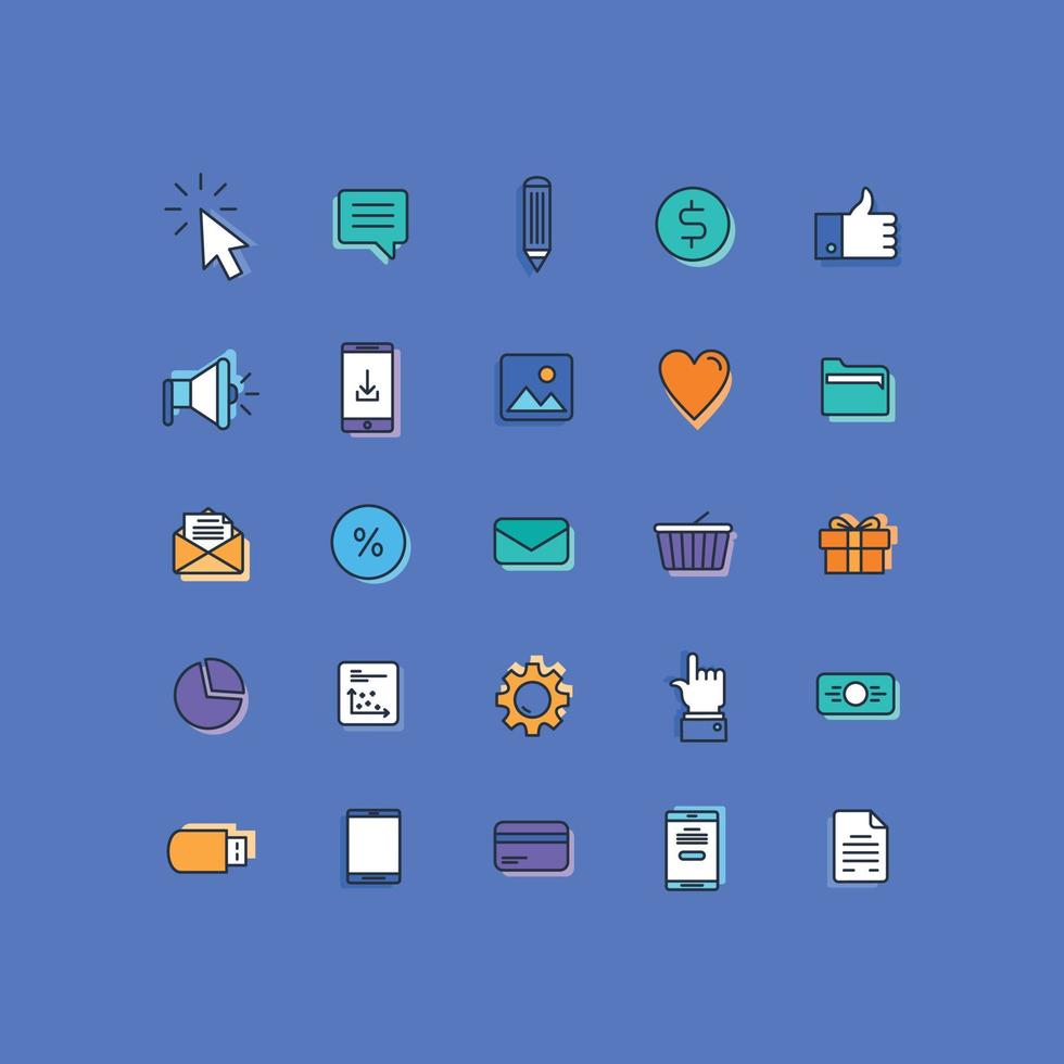Set of icons on the topic of Internet marketing. Vector illustration