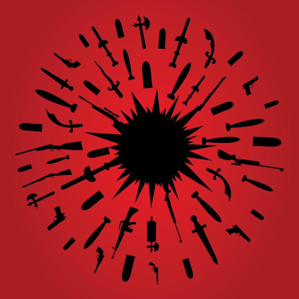 A holiday card on the theme of weapons vector