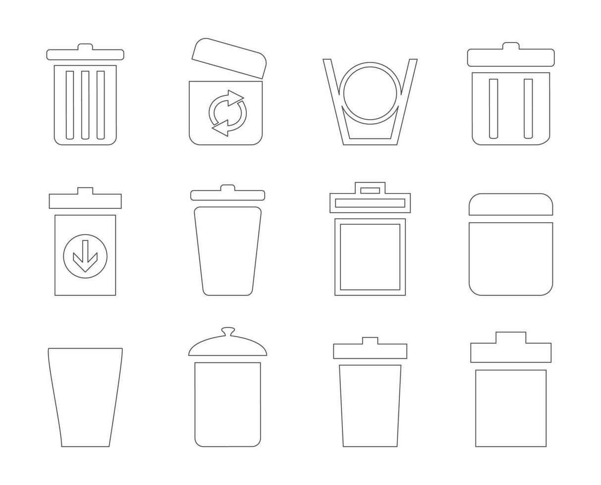 Set of icons of baskets. A vector illustration