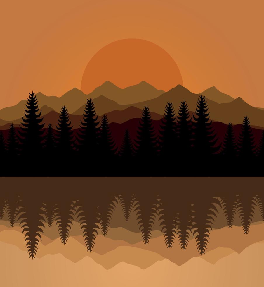 Summer in a pine forest. Vector illustration