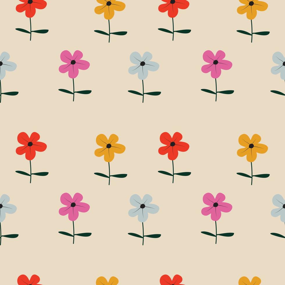 Seamless hand drawn pastel floral pattern background vector