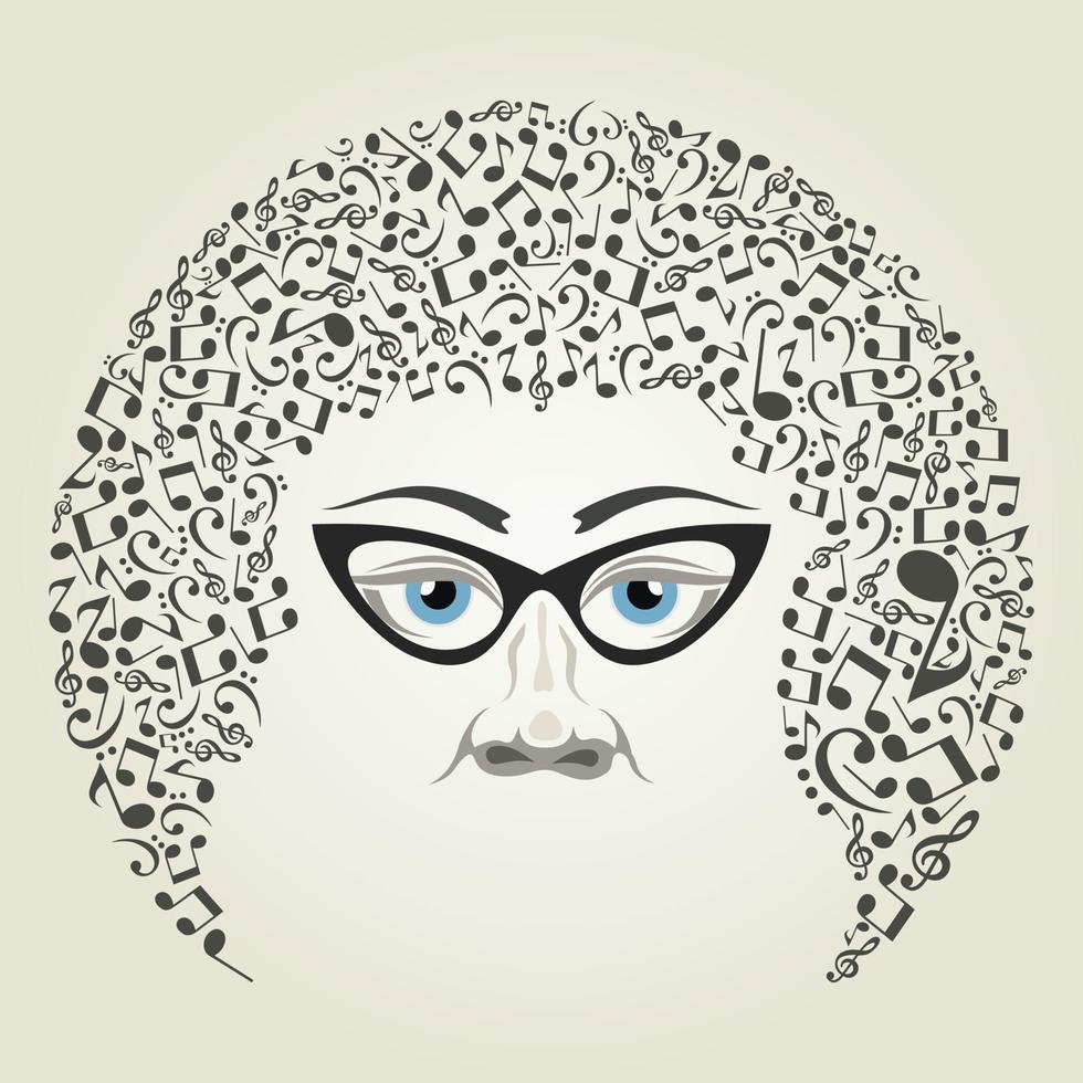 The man with notes on a head. A vector illustration