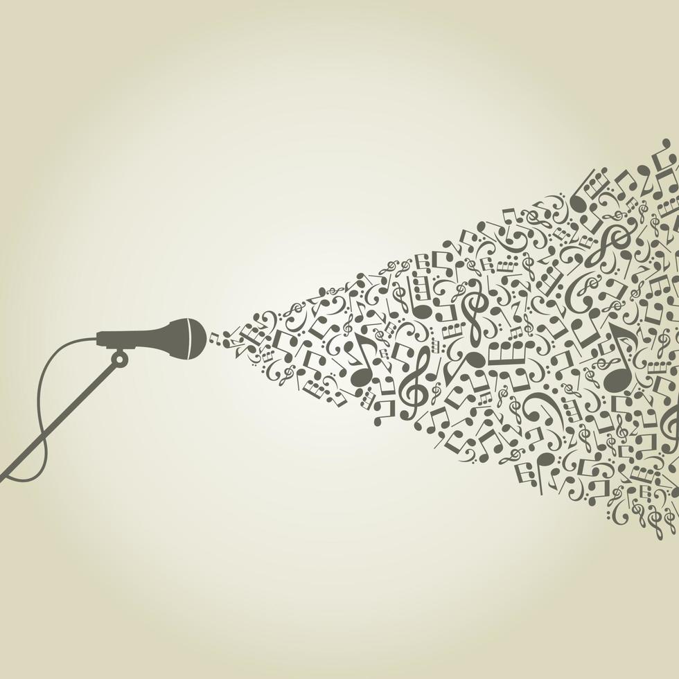 Microphone made of notes. A vector illustration