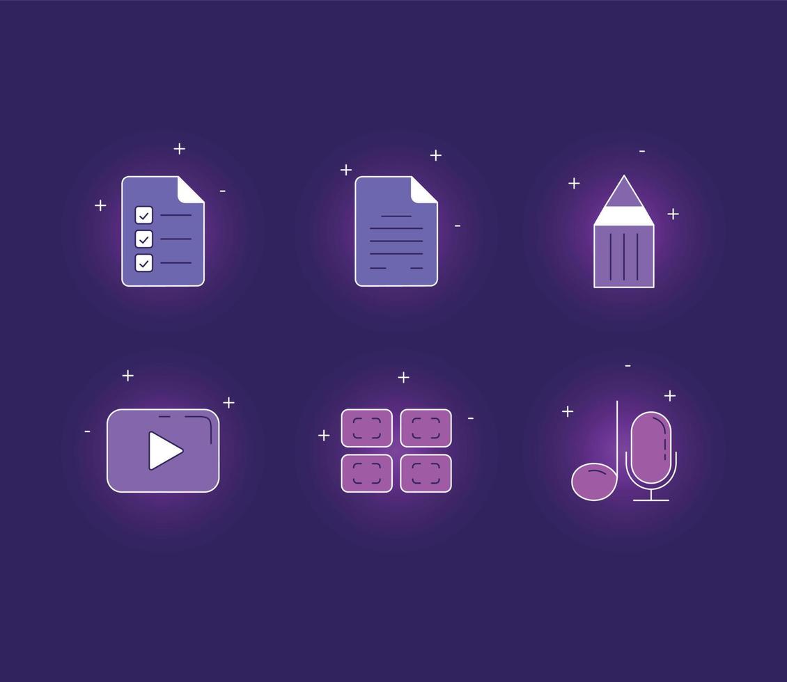 Set of icons on the theme of media. Vector illustration
