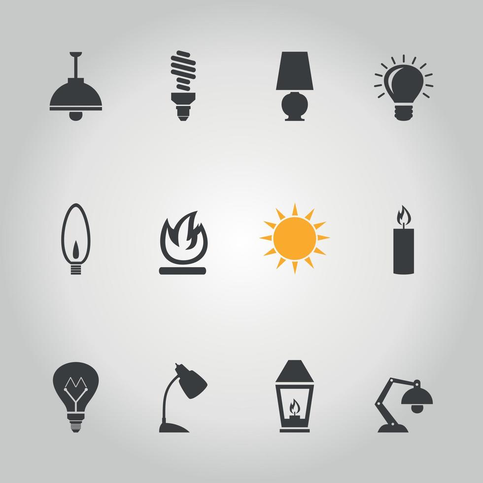 Set of icons of light. A vector illustration