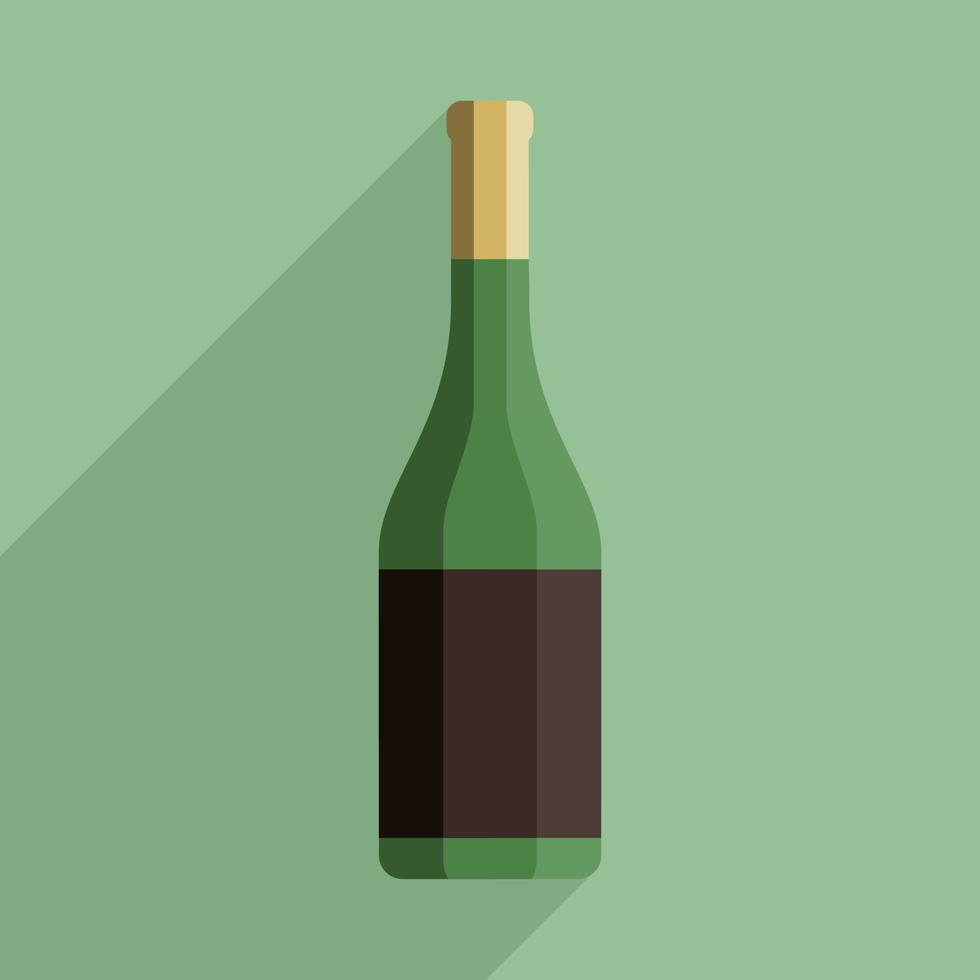 A bottle of champagne in flat style. Vector illustration