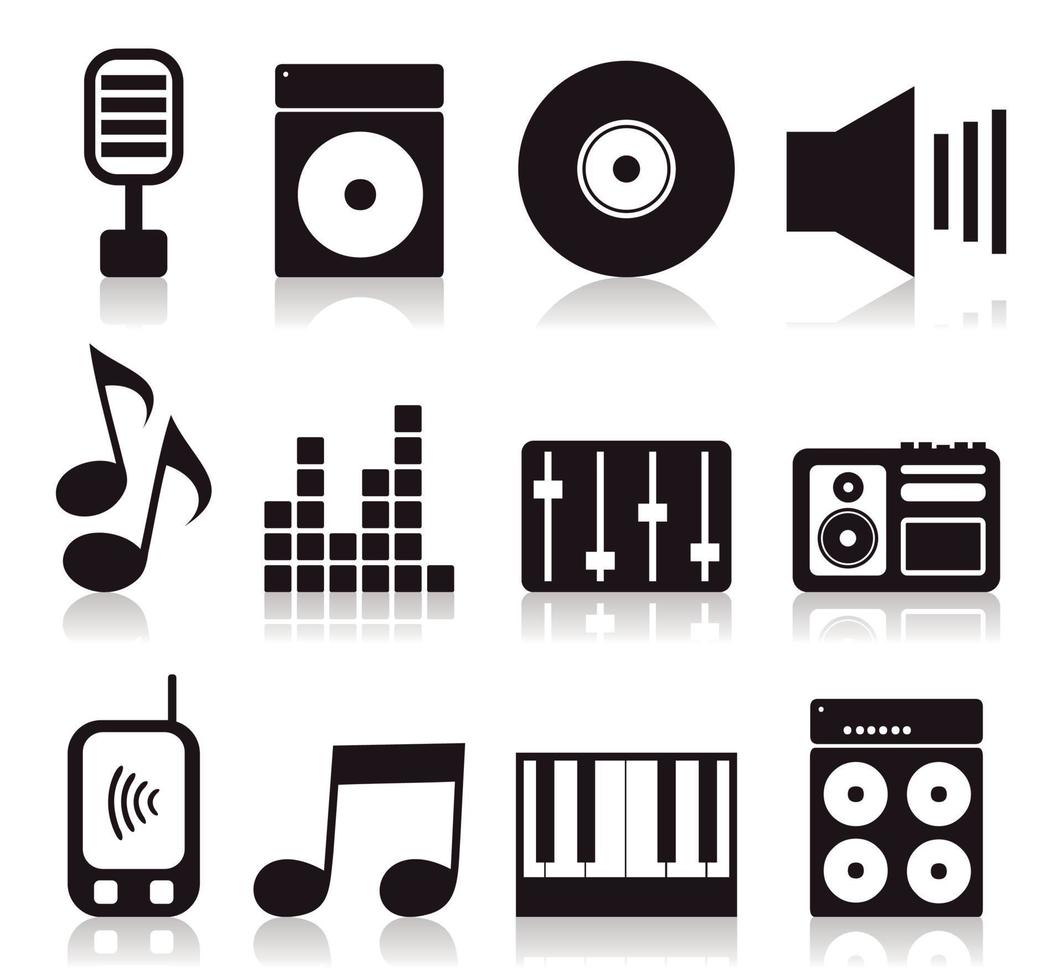 Set of icons on a theme music. A vector illustration
