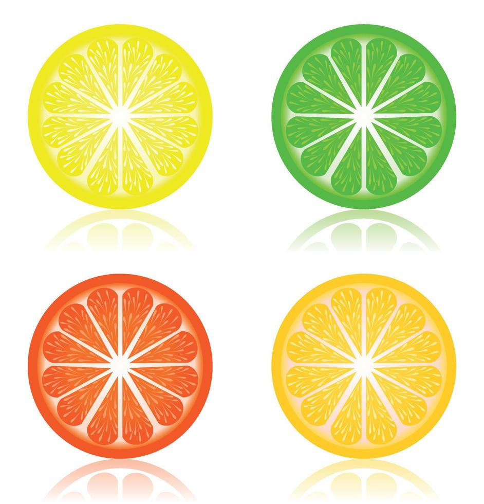 Lemon in three colour variations. A vector illustration