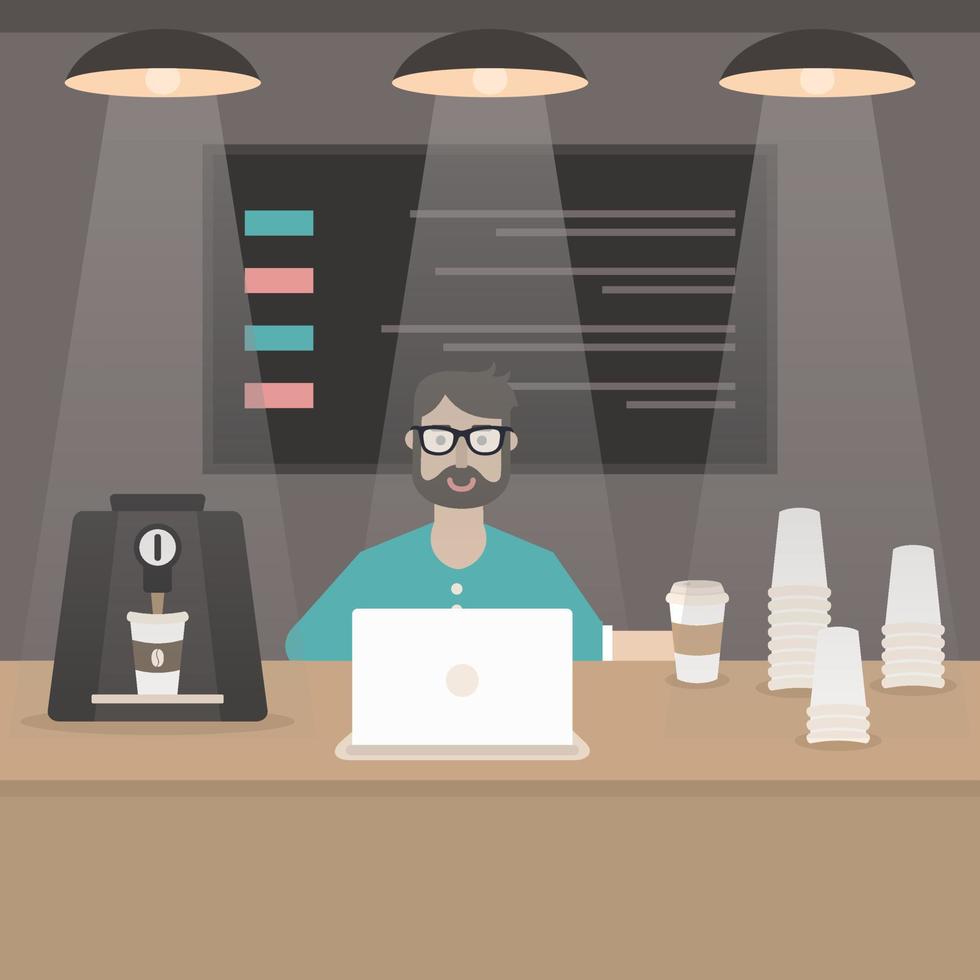 Man drinking coffee. Vector illustration
