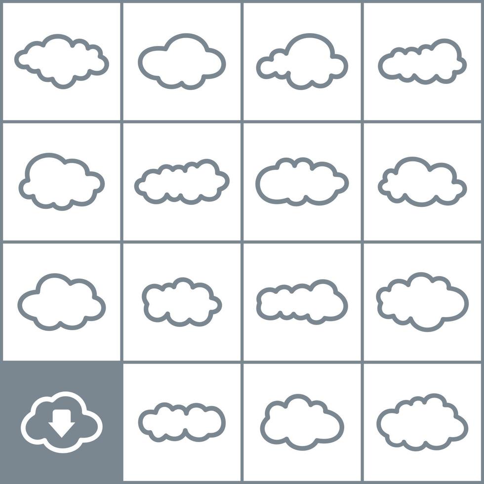 Set of icons of clouds. A vector illustration