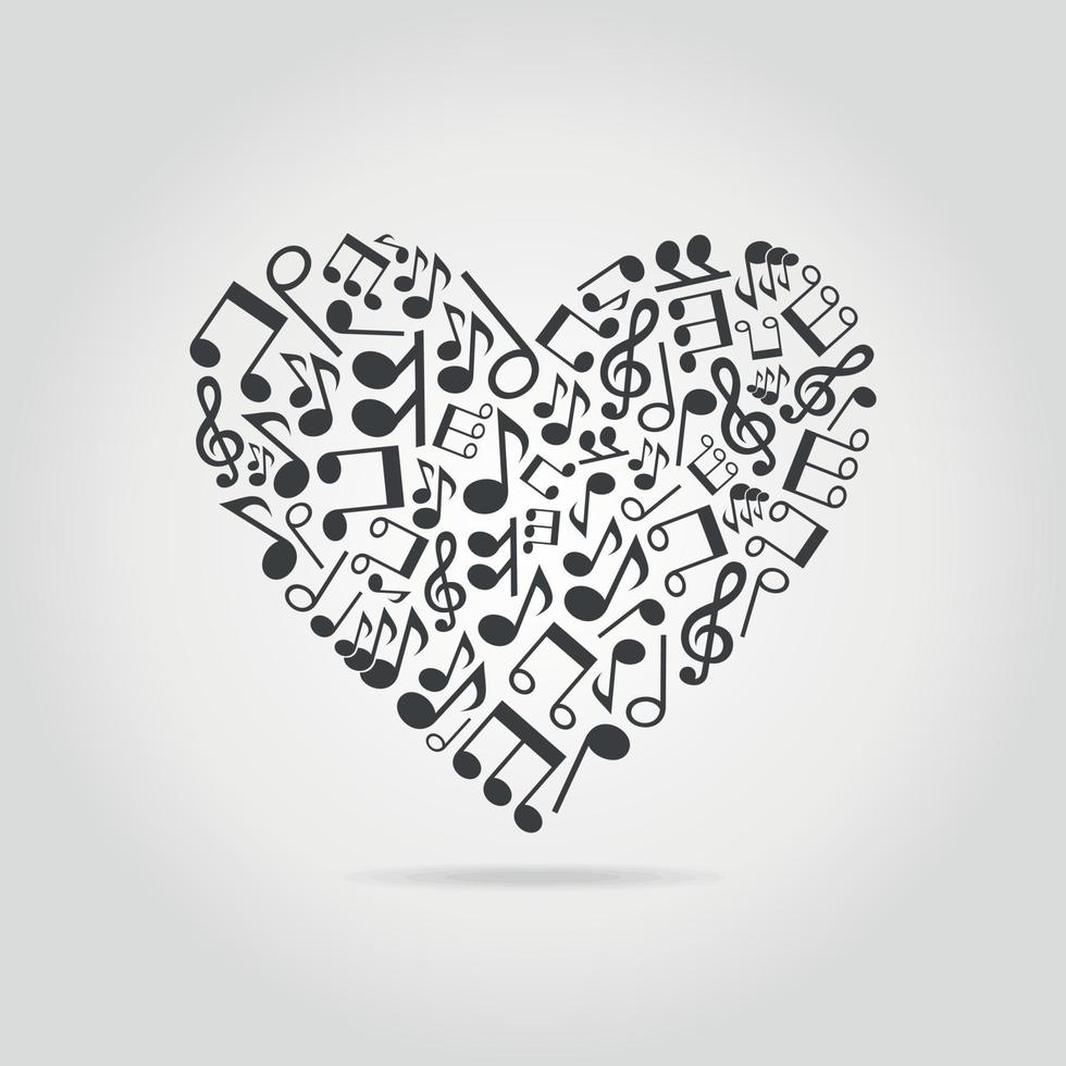 Heart collected from musical notes vector