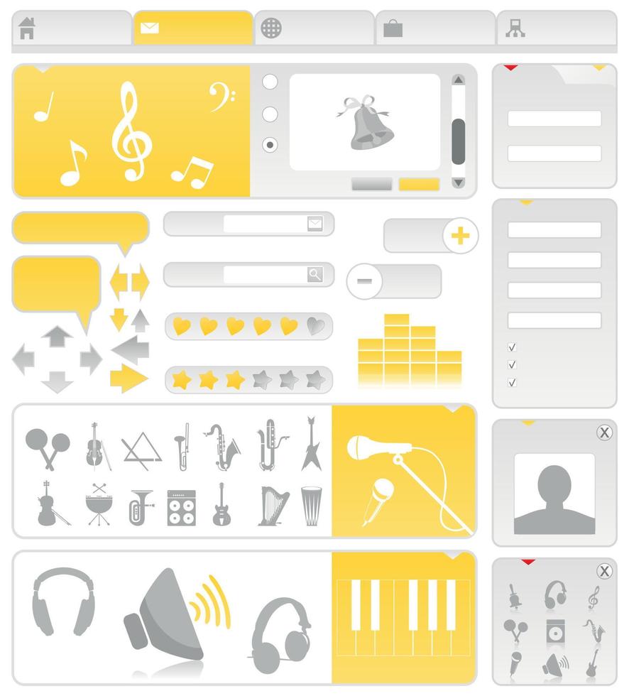 Set of icons on a theme music. A vector illustration