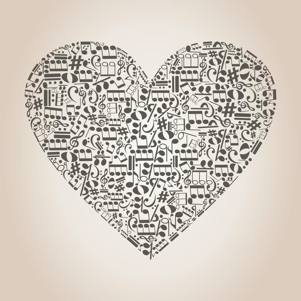 Heart collected from musical notes vector