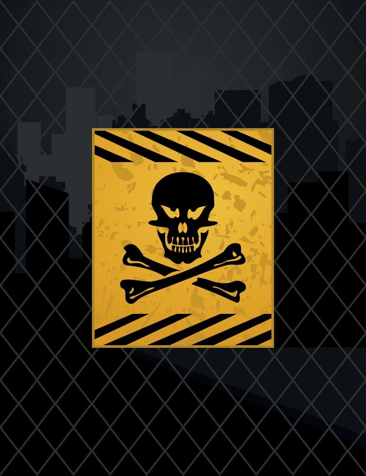 Prohibited zone behind a fence. A vector illustration