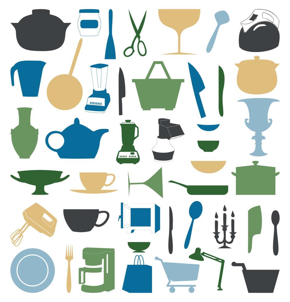 Set of icons of food. A vector illustration