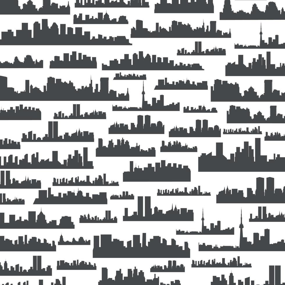Background made of silhouettes of landscapes of cities vector