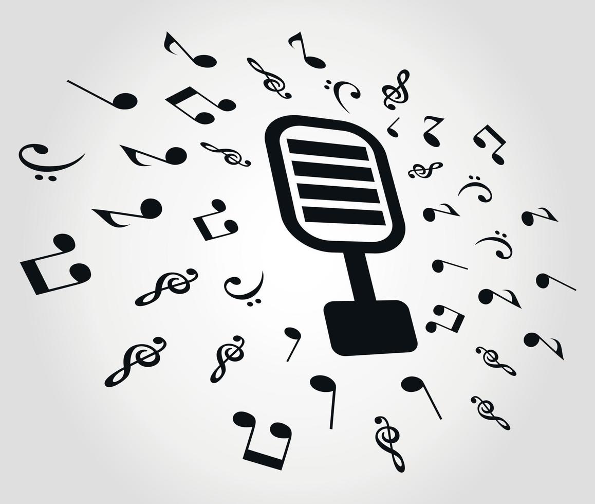 Microphone made of notes. A vector illustration