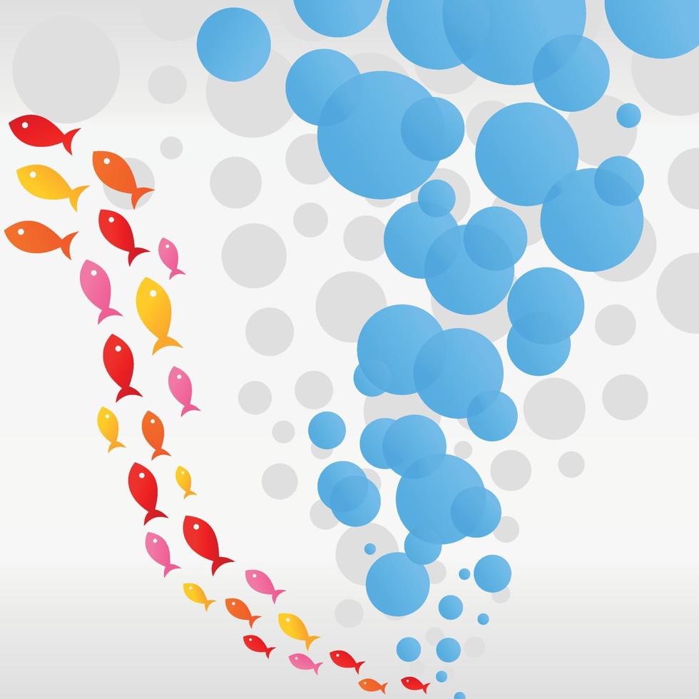 Blue sea background with fishes. A vector illustration