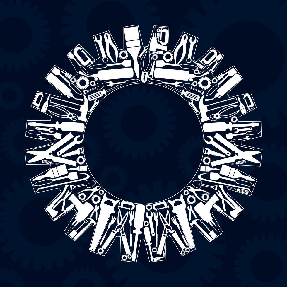 Gear wheel from tools. A vector illustration
