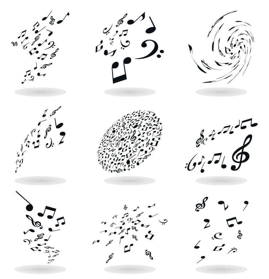 Set of icons of musical notes for design vector