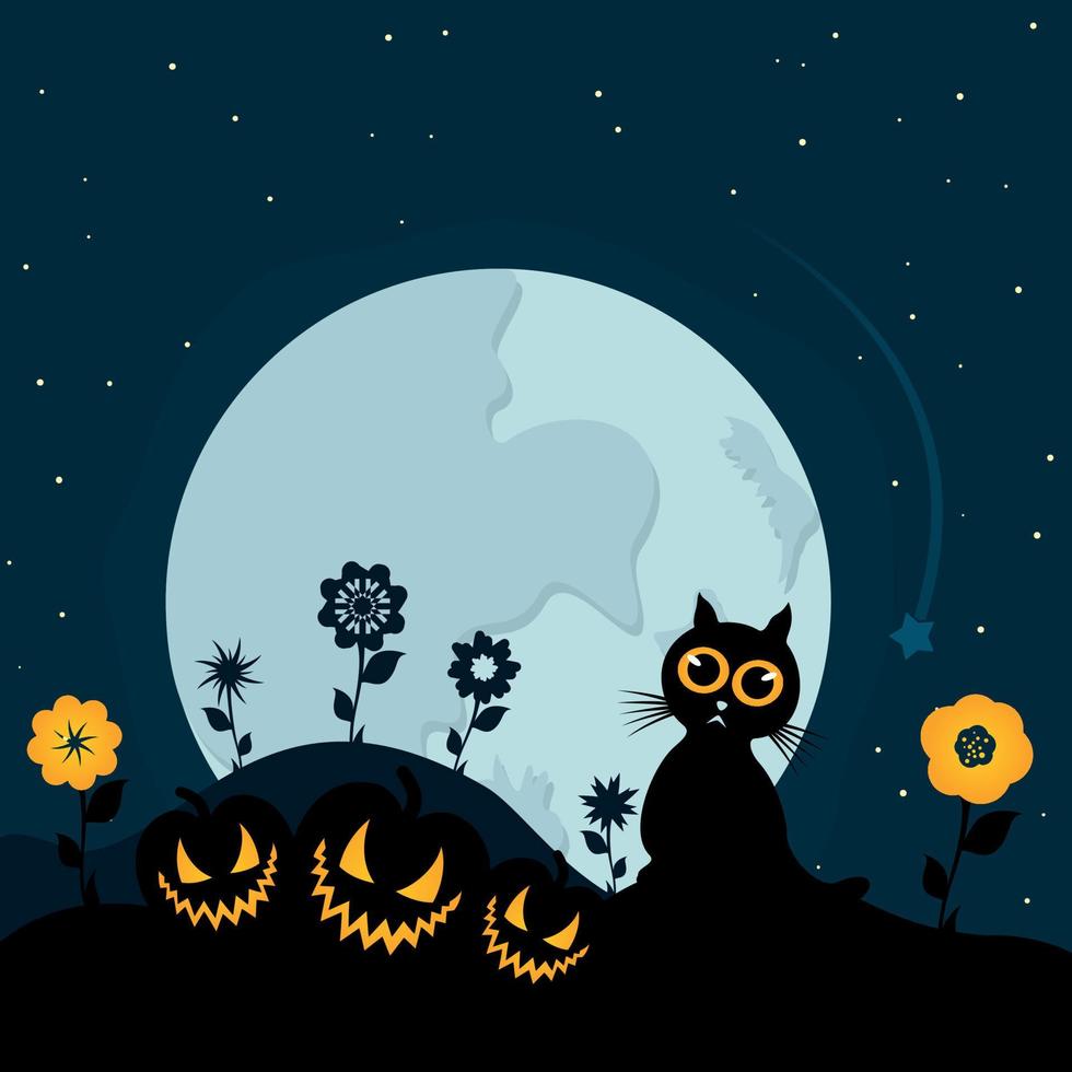 The pumpkin lays in a grass. A vector illustration