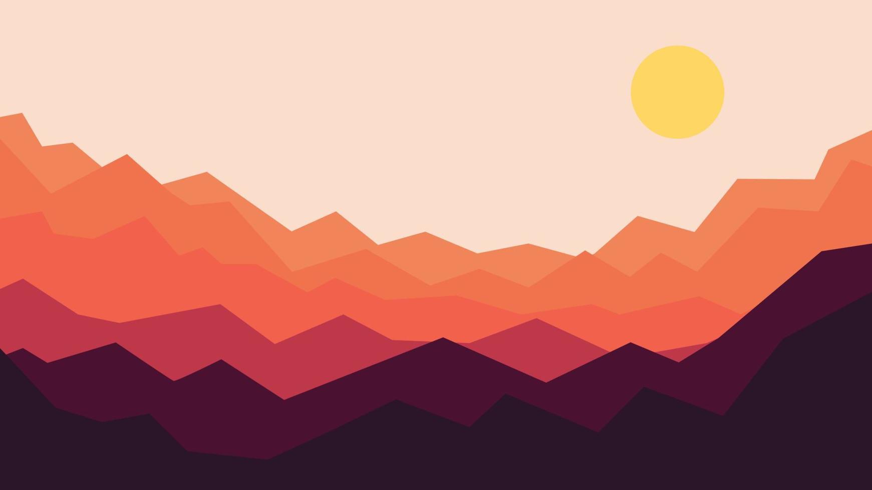 Mountain and hills abstract vector illustration - Mountain and sunset vector illustration