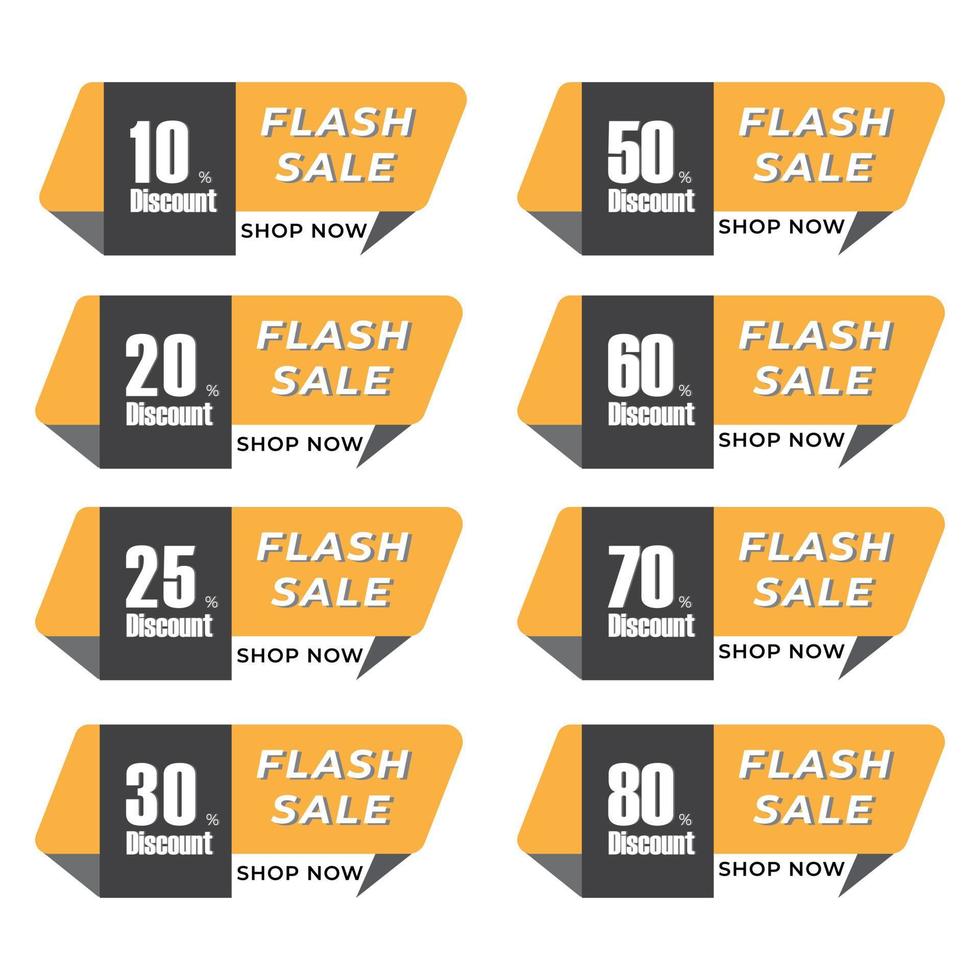 Flash Sale discount tage and badge free vecgtor.10,20,25,30,50,60,70,80 discount badge vector