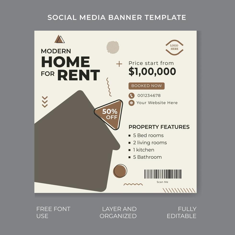 Rent of house social media template design vector.Real estate social media template for advertising and marketing ,promotion. vector