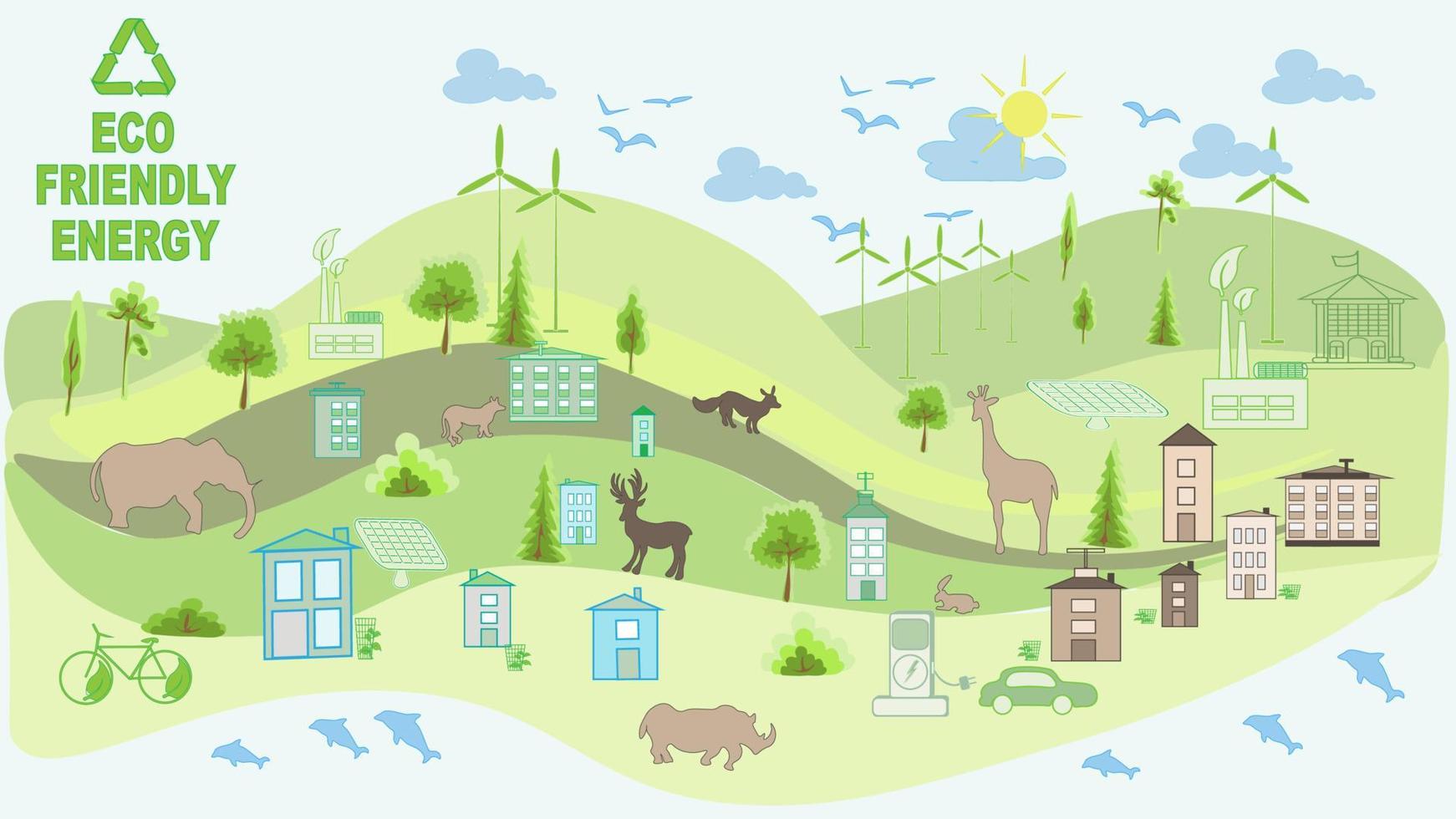 Eco friendly energy green Nature.Ecology organic symbol environmen Earth day.Eco friendly people hand.Environmental alternative energy. vector