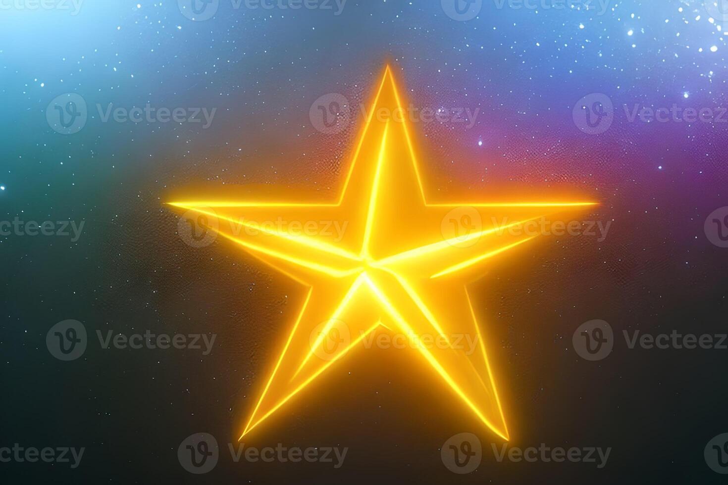 Orange star shape neon line space background with some empty space. photo