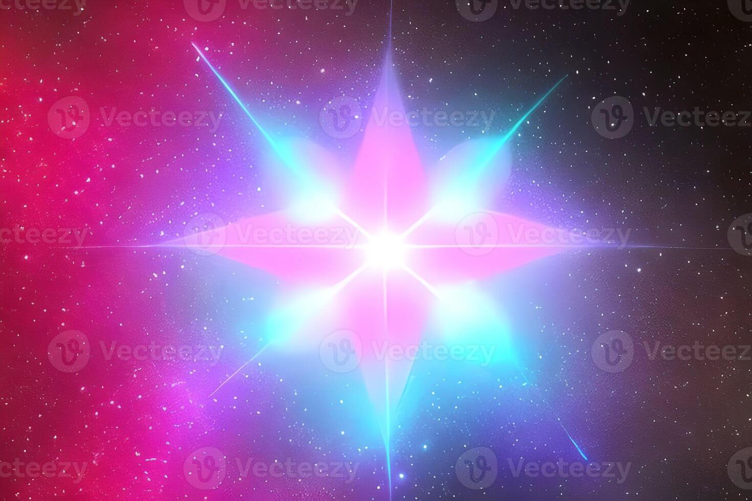 Bright blue and purple star shape bright space background. photo