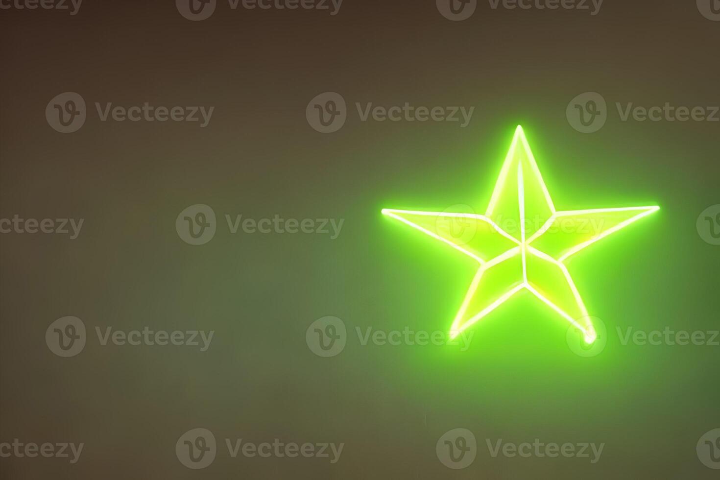 green star shape neon line dark background with some empty space. photo