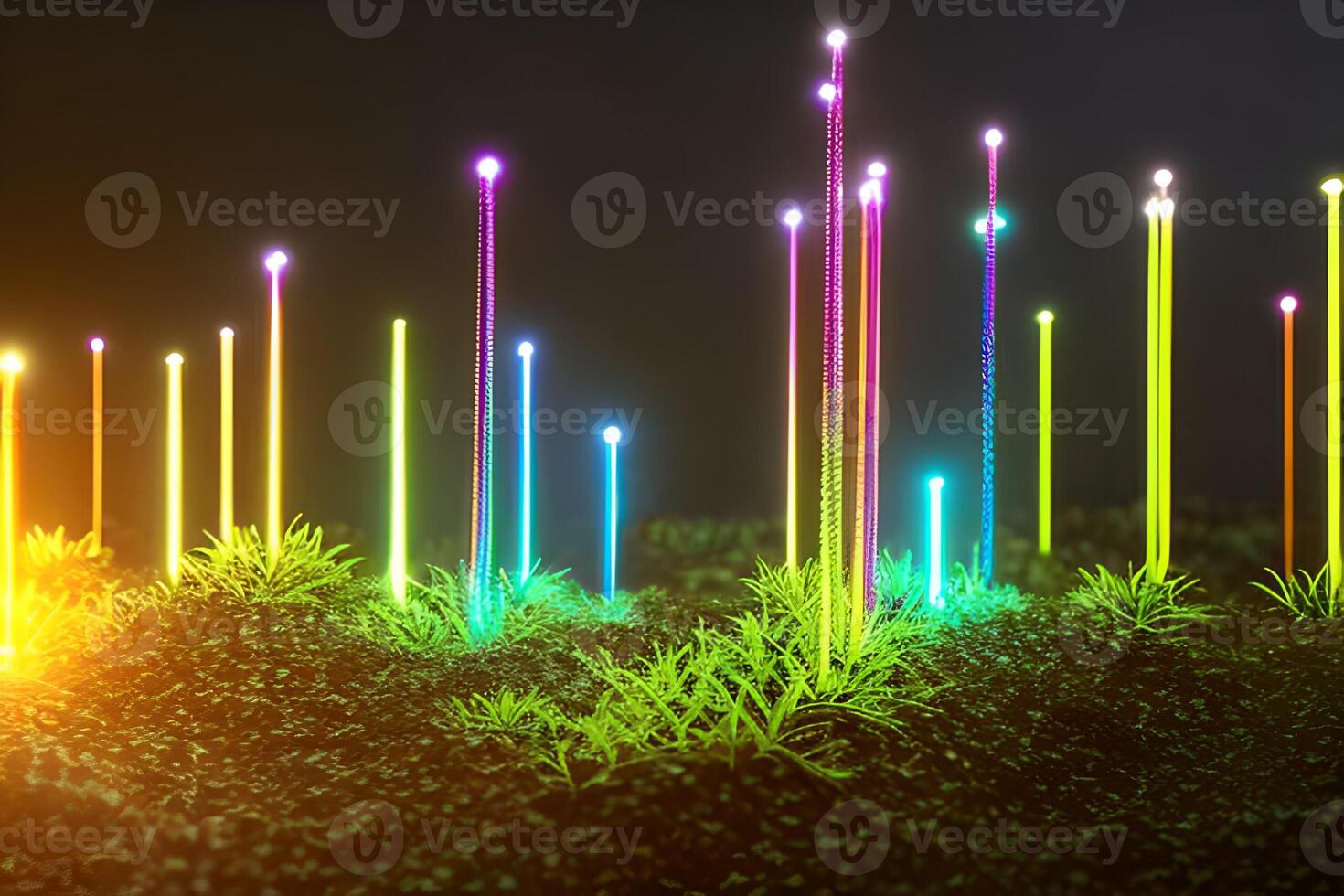 Futuristic a various colorful laser light came from the ground for concept and background material design. photo