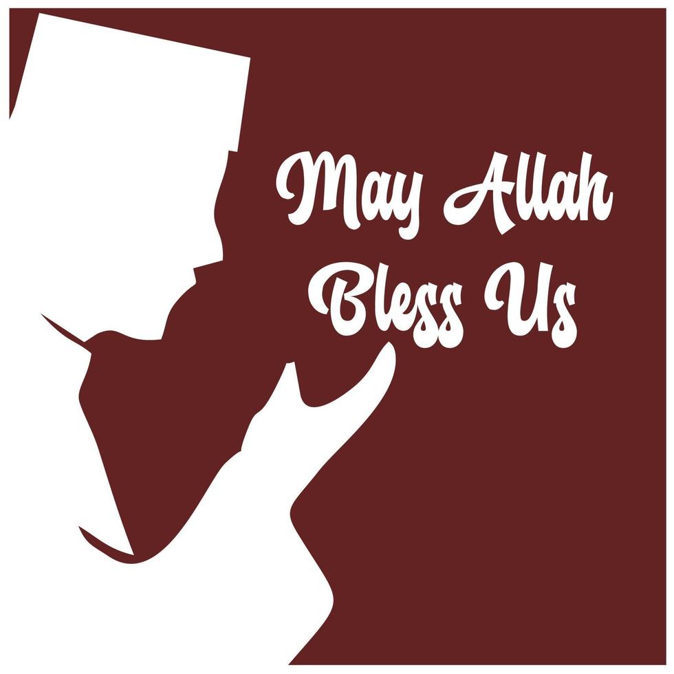 Greeting card with illustration of a silhouette of a Muslim man praying for Allah's blessings. Suitable for designing Muslim greeting cards vector