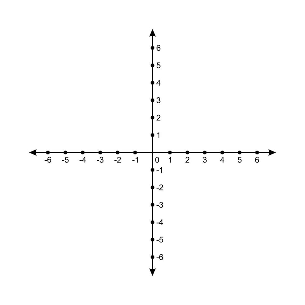 ilustración de cartesiano coordenadas para aprendizaje matemáticas. cruzado flechas aislado en blanco antecedentes. negro y blanco vector ilustración. avión forma, coordinar sistema.