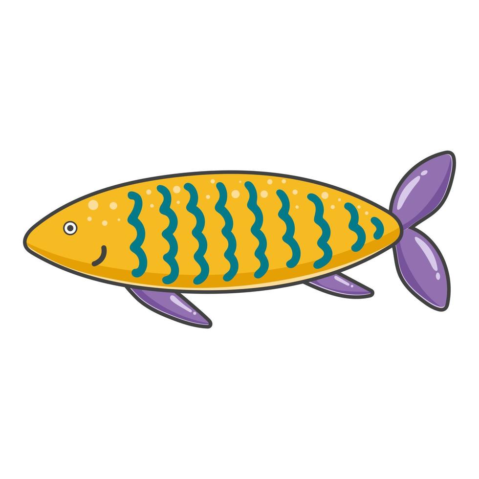 linda submarino personaje amarillo pescado vector