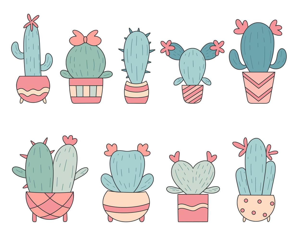 Clásico cactus en maceta conjunto vector