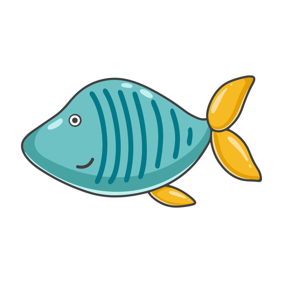 Funny striped fish baby character vector