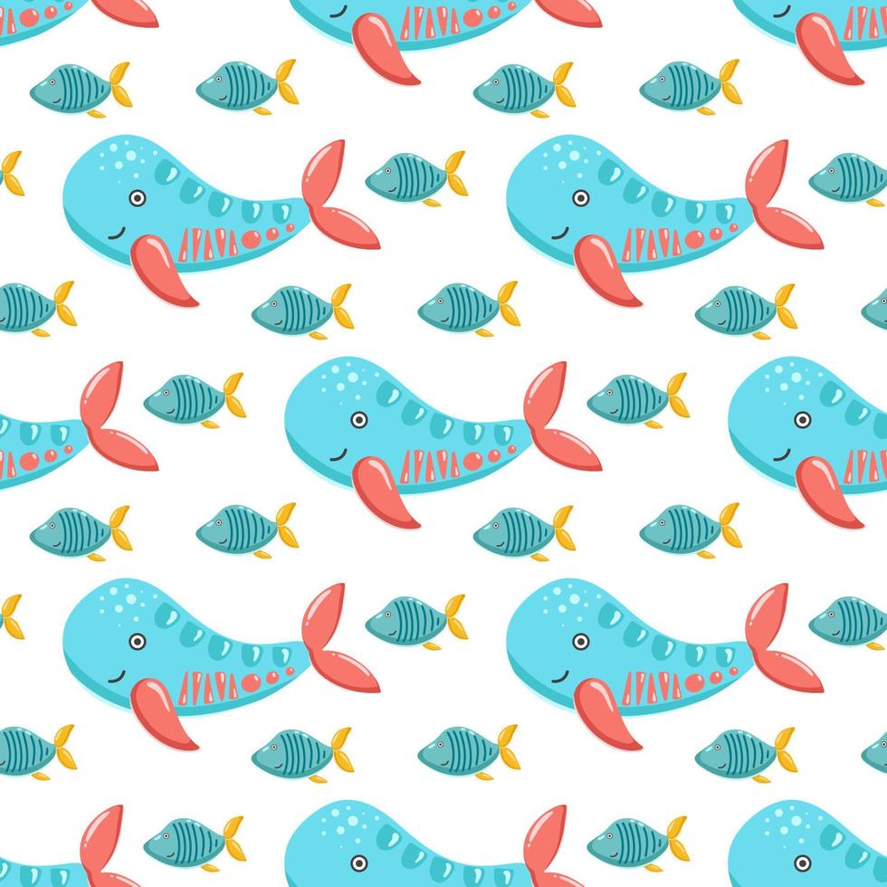 Underwater world colorful baby seamless pattern vector