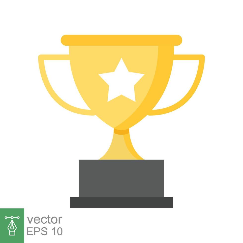 Trophy cup star icon. Simple flat style for app and web design element. Winner, award, champ, contest, prize, won concept. Vector illustration isolated on white background. EPS 10.