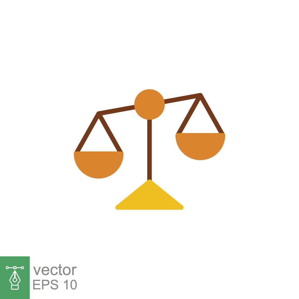 Scales icon. Simple flat style. Libra, balance, comparison, compare, legal, law, justice, weight concept. Pictogram, vector illustration isolated on white background. EPS 10.