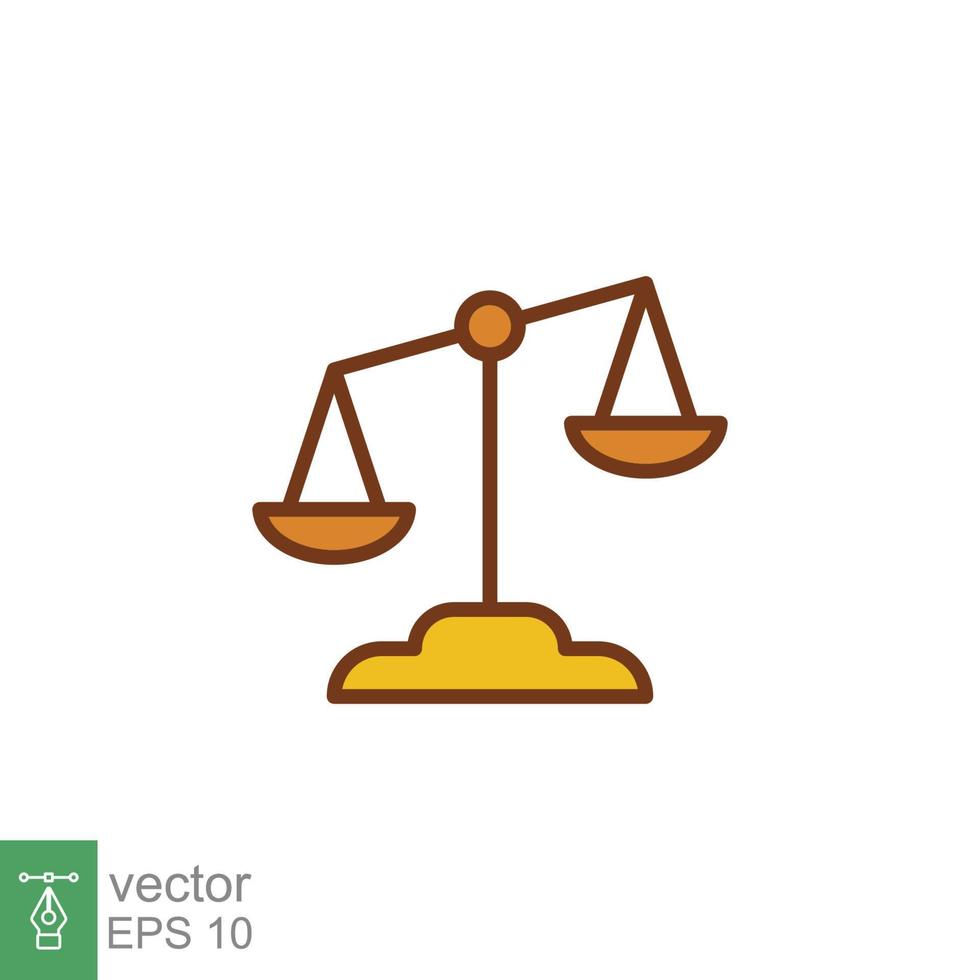 Scales icon. Simple filled outline style. Libra, balance, comparison, compare, legal, law, justice, weight concept. Pictogram, vector illustration isolated on white background. EPS 10.