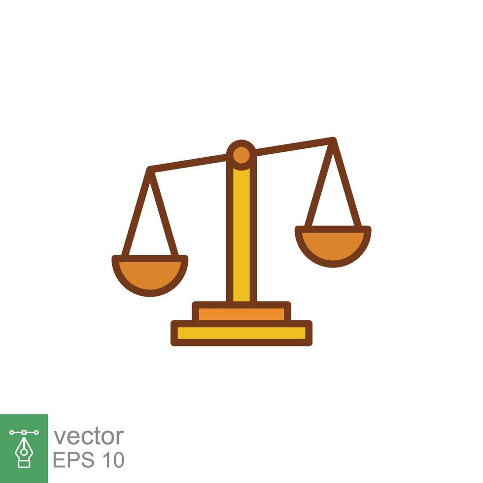 Scales icon. Simple filled outline style. Libra, balance, comparison, compare, legal, law, justice, weight concept. Pictogram, vector illustration isolated on white background. EPS 10.