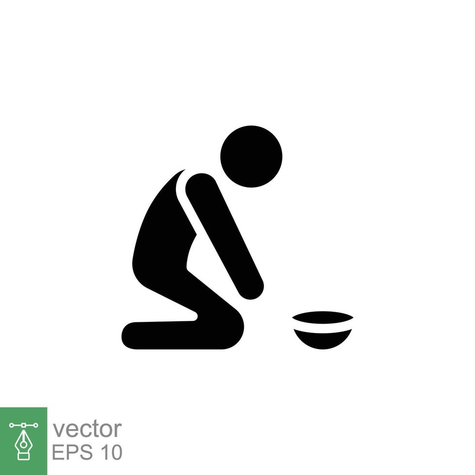 Poverty glyph icon. Simple solid style. Homeless, beggar, hunger and poor concept. Black silhouette symbol. Vector illustration isolated on white background. EPS 10.