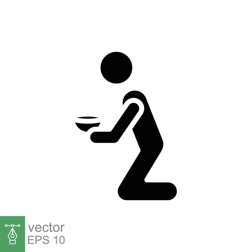 pobreza glifo icono. sencillo sólido estilo. sin hogar, mendigo, hambre y pobre concepto. negro silueta símbolo. vector ilustración aislado en blanco antecedentes. eps 10